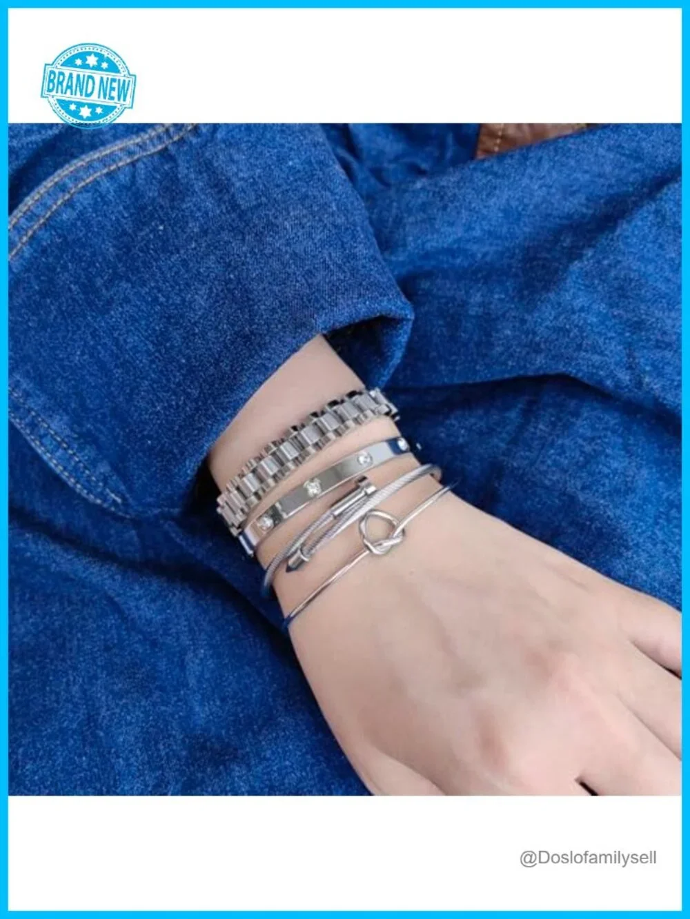 Stackable Bangle Bracelets Set 18K Gold Plated Stainless Steel Cubic Zirconia